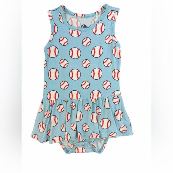 Dream Jamms Other - DREAM JAMMS Baby Girl Bamboo Baseball Skirted Onesie Dress- 12-18M